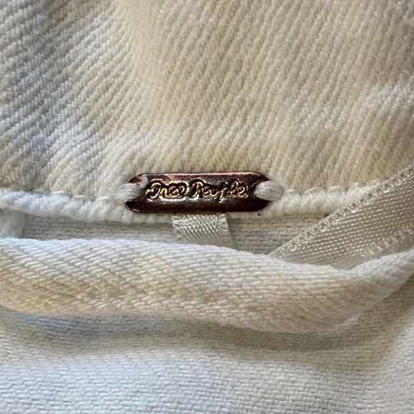 Free‎ People White Denim Jacket Jean Jacket Cropped Cotton Casual Small - Picture 4 of 6